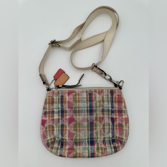 Coach Poppy Madras Plaid Sequined Signature Crossbody - Picture 4 of 10